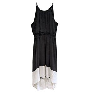 Banana Republic Women's Black & White Halter Asymmetrical Maxi Dress, Size 14